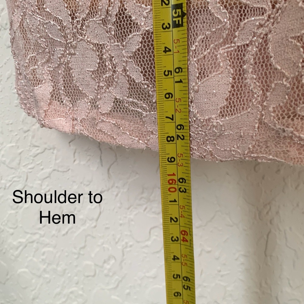 City Triangles Lace Gown Women 13 Pink Beaded Illusion Slit Prom Formal Romantic - Picture 7 of 12